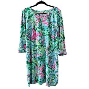 Lilly Pulitzer size XL Linden TShirt Dress Porto Blue Floral Resort Wear